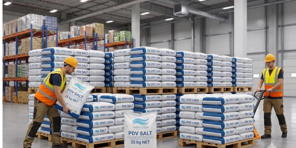 Vacuum evaporation plant in Ajman where OPEF CHEM manufactures and lab-tests PDV salt in-house